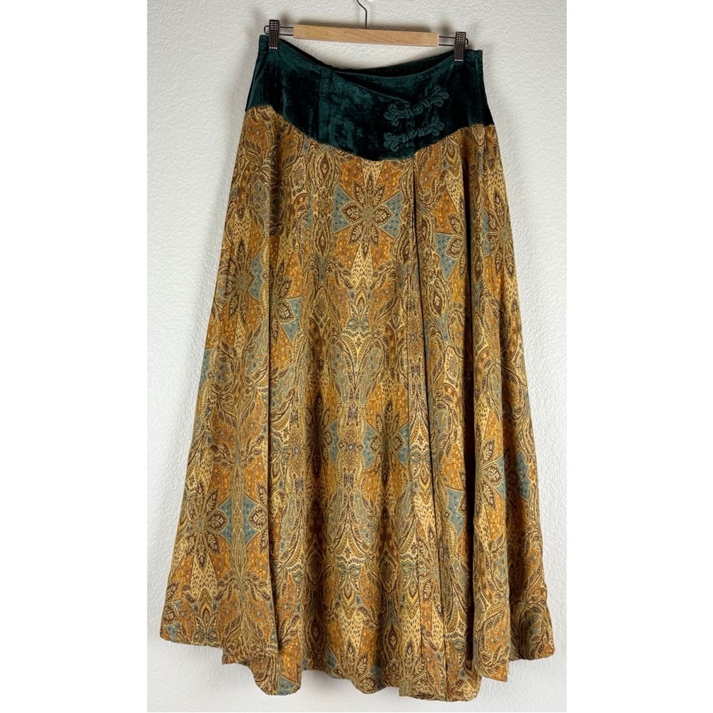 Soft Surroundings Women's Velvet Paisley Print Maxi Skirt, size Small Tall - Picture 2 of 8